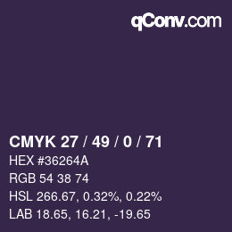 Color code: CMYK 27 / 49 / 0 / 71 | qconv.com