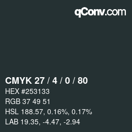 Color code: CMYK 27 / 4 / 0 / 80 | qconv.com