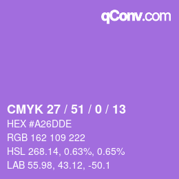 颜色代码: CMYK 27 / 51 / 0 / 13 | qconv.com