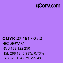 カラーコード: CMYK 27 / 51 / 0 / 2 | qconv.com
