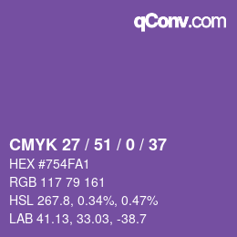 Color code: CMYK 27 / 51 / 0 / 37 | qconv.com