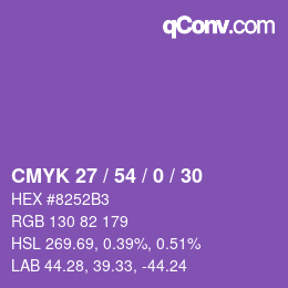 カラーコード: CMYK 27 / 54 / 0 / 30 | qconv.com