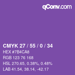 Farbcode: CMYK 27 / 55 / 0 / 34 | qconv.com