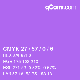 Color code: CMYK 27 / 57 / 0 / 6 | qconv.com