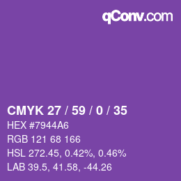 Color code: CMYK 27 / 59 / 0 / 35 | qconv.com