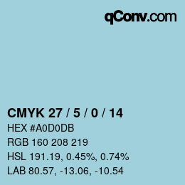 カラーコード: CMYK 27 / 5 / 0 / 14 | qconv.com