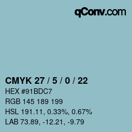 颜色代码: CMYK 27 / 5 / 0 / 22 | qconv.com