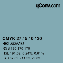 颜色代码: CMYK 27 / 5 / 0 / 30 | qconv.com