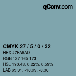 颜色代码: CMYK 27 / 5 / 0 / 32 | qconv.com