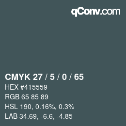 カラーコード: CMYK 27 / 5 / 0 / 65 | qconv.com
