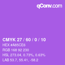 颜色代码: CMYK 27 / 60 / 0 / 10 | qconv.com