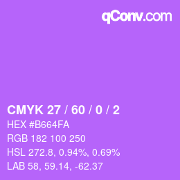カラーコード: CMYK 27 / 60 / 0 / 2 | qconv.com