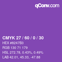 Color code: CMYK 27 / 60 / 0 / 30 | qconv.com