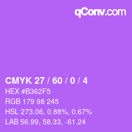 カラーコード: CMYK 27 / 60 / 0 / 4 | qconv.com