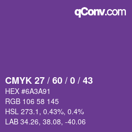 Color code: CMYK 27 / 60 / 0 / 43 | qconv.com