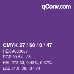 カラーコード: CMYK 27 / 60 / 0 / 47 | qconv.com