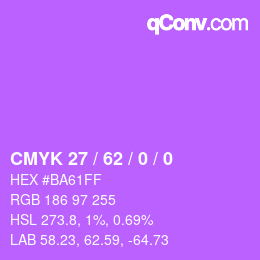 カラーコード: CMYK 27 / 62 / 0 / 0 | qconv.com