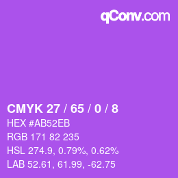 カラーコード: CMYK 27 / 65 / 0 / 8 | qconv.com