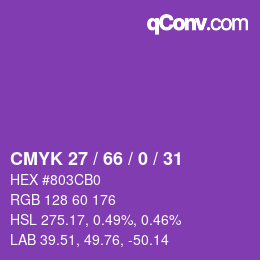 Color code: CMYK 27 / 66 / 0 / 31 | qconv.com
