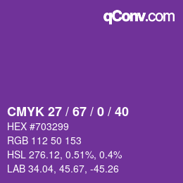 Farbcode: CMYK 27 / 67 / 0 / 40 | qconv.com