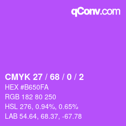 カラーコード: CMYK 27 / 68 / 0 / 2 | qconv.com