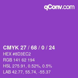 カラーコード: CMYK 27 / 68 / 0 / 24 | qconv.com