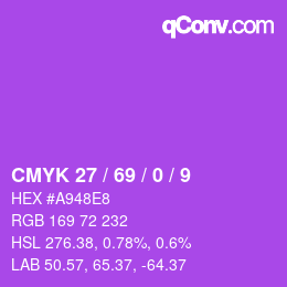 Color code: CMYK 27 / 69 / 0 / 9 | qconv.com