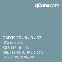 カラーコード: CMYK 27 / 6 / 0 / 37 | qconv.com