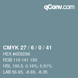 颜色代码: CMYK 27 / 6 / 0 / 41 | qconv.com