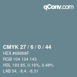 Farbcode: CMYK 27 / 6 / 0 / 44 | qconv.com