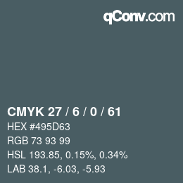Color code: CMYK 27 / 6 / 0 / 61 | qconv.com