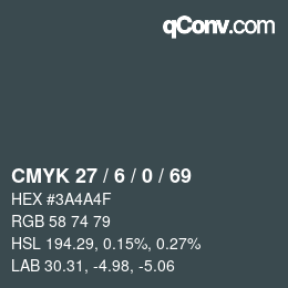 颜色代码: CMYK 27 / 6 / 0 / 69 | qconv.com