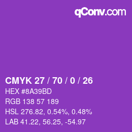 Farbcode: CMYK 27 / 70 / 0 / 26 | qconv.com