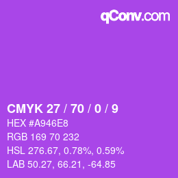 Farbcode: CMYK 27 / 70 / 0 / 9 | qconv.com