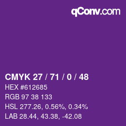 颜色代码: CMYK 27 / 71 / 0 / 48 | qconv.com
