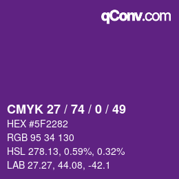 颜色代码: CMYK 27 / 74 / 0 / 49 | qconv.com