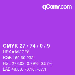Farbcode: CMYK 27 / 74 / 0 / 9 | qconv.com