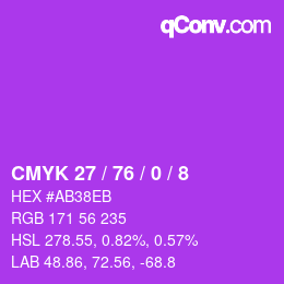 Color code: CMYK 27 / 76 / 0 / 8 | qconv.com