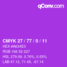 Color code: CMYK 27 / 77 / 0 / 11 | qconv.com