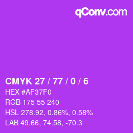 颜色代码: CMYK 27 / 77 / 0 / 6 | qconv.com
