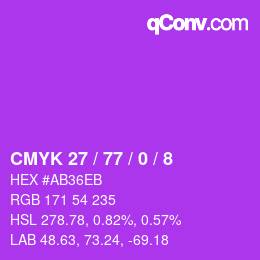 Color code: CMYK 27 / 77 / 0 / 8 | qconv.com