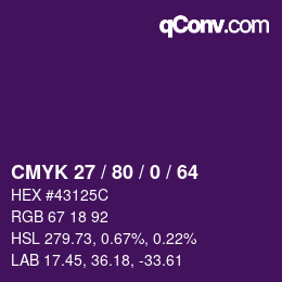 カラーコード: CMYK 27 / 80 / 0 / 64 | qconv.com