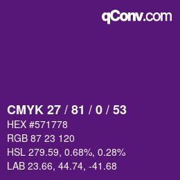 カラーコード: CMYK 27 / 81 / 0 / 53 | qconv.com