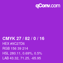 カラーコード: CMYK 27 / 82 / 0 / 16 | qconv.com