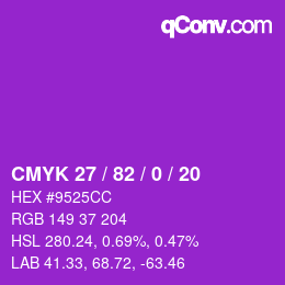 颜色代码: CMYK 27 / 82 / 0 / 20 | qconv.com