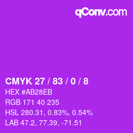 Color code: CMYK 27 / 83 / 0 / 8 | qconv.com