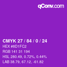 Color code: CMYK 27 / 84 / 0 / 24 | qconv.com
