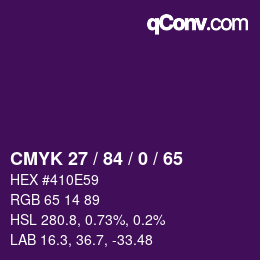 Farbcode: CMYK 27 / 84 / 0 / 65 | qconv.com