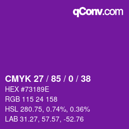 颜色代码: CMYK 27 / 85 / 0 / 38 | qconv.com