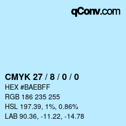 カラーコード: CMYK 27 / 8 / 0 / 0 | qconv.com